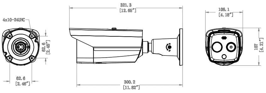 DS-2TD2617B-3/PA、DS-2TD2617B-6/PA、DS-2TD2617B-10/PA熱成像攝像機(jī)外形尺寸圖